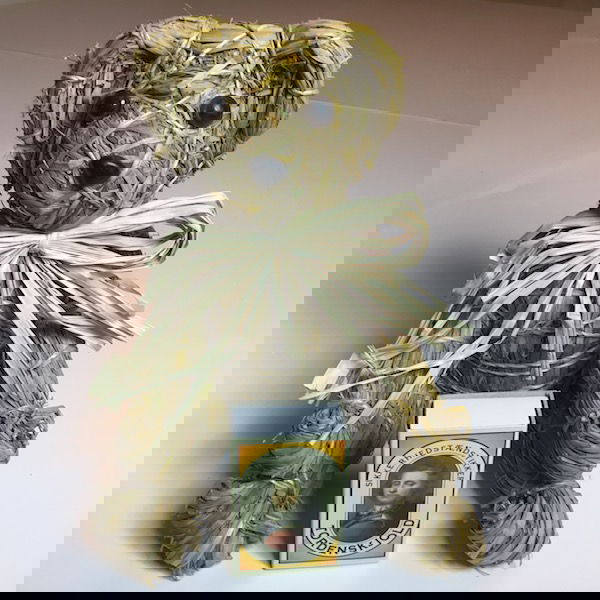 Dekorativ halmbamse med sløjfe - Billede 4