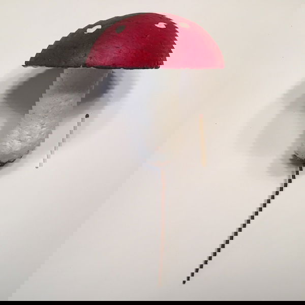 Rød dekorativ stor paddehat - Billede 2