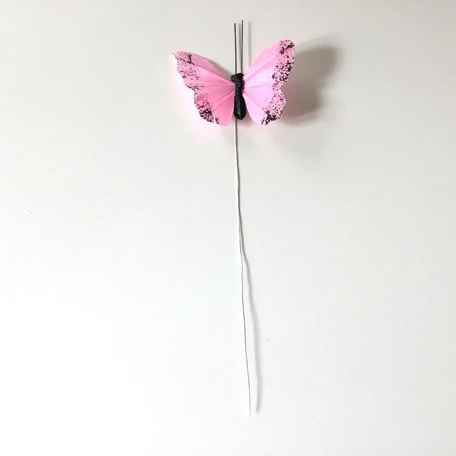 Rosa lille sommerfugl på pind - Billede 2