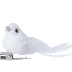 Mini hvid fugl på clips