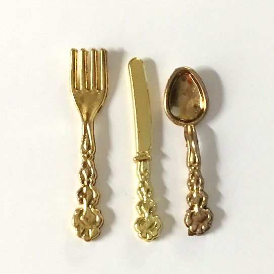 Mini guld bestik med tallerken - Billede 3