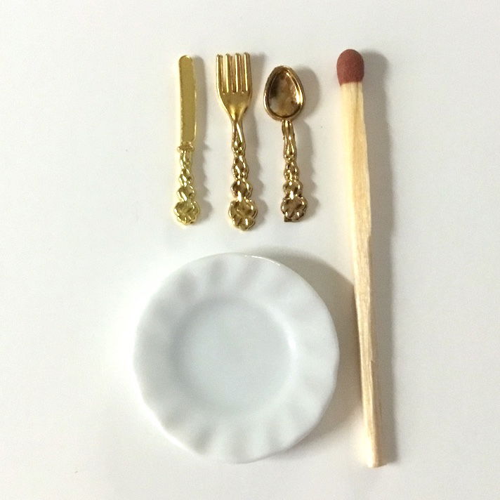 Mini guld bestik med tallerken - Billede 7