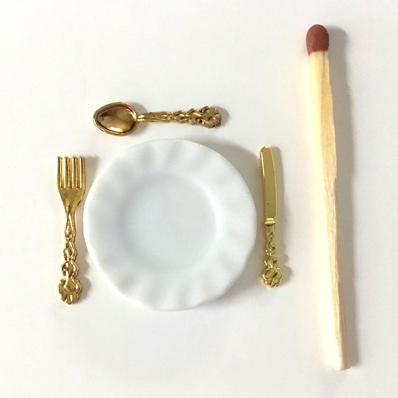 Mini guld bestik med tallerken - Billede 2