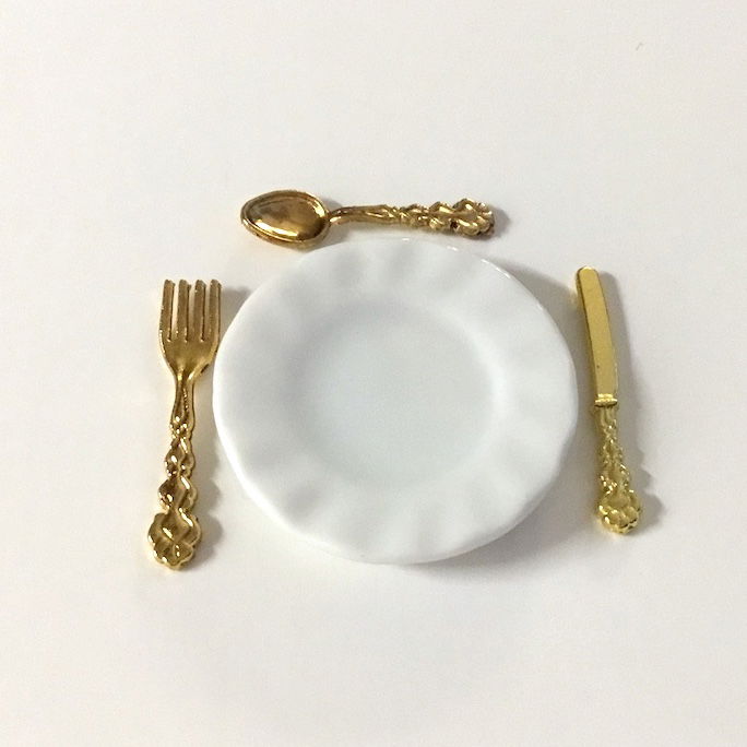 Mini guld bestik med tallerken - Billede 8