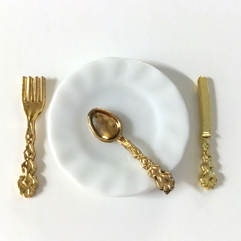 Mini guld bestik med tallerken - Billede 6