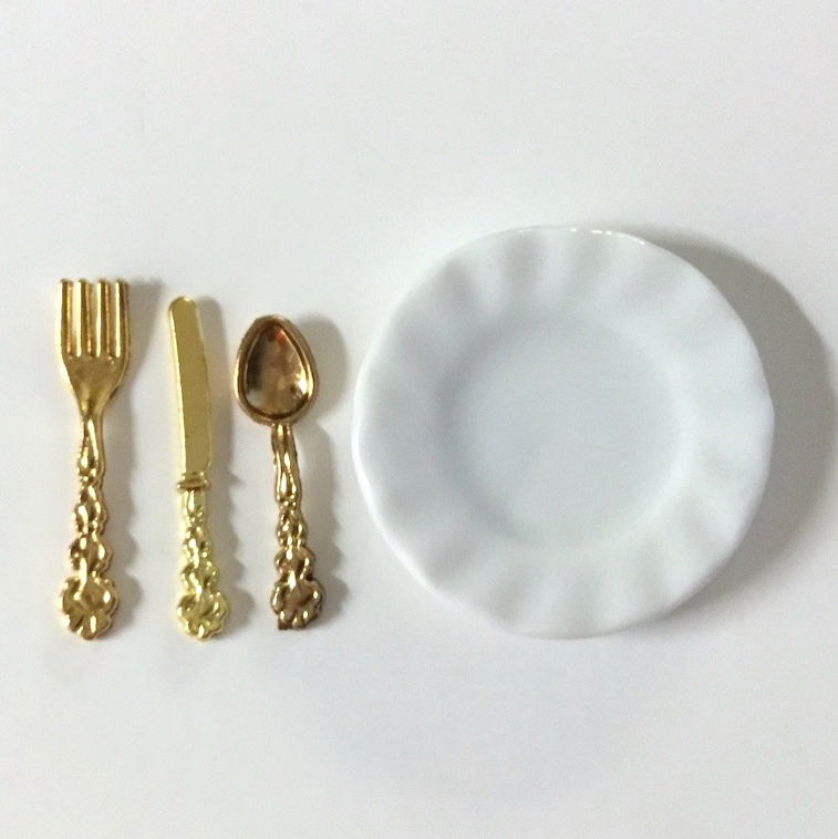 Mini guld bestik med tallerken - Billede 5