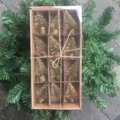 12.stk guld mini juletræer