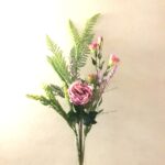 Kunstig håndbundet buket med gammelrosa pæon