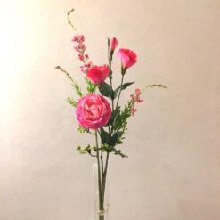 Alternative view of Kunstig håndbundet buket med pink pæon