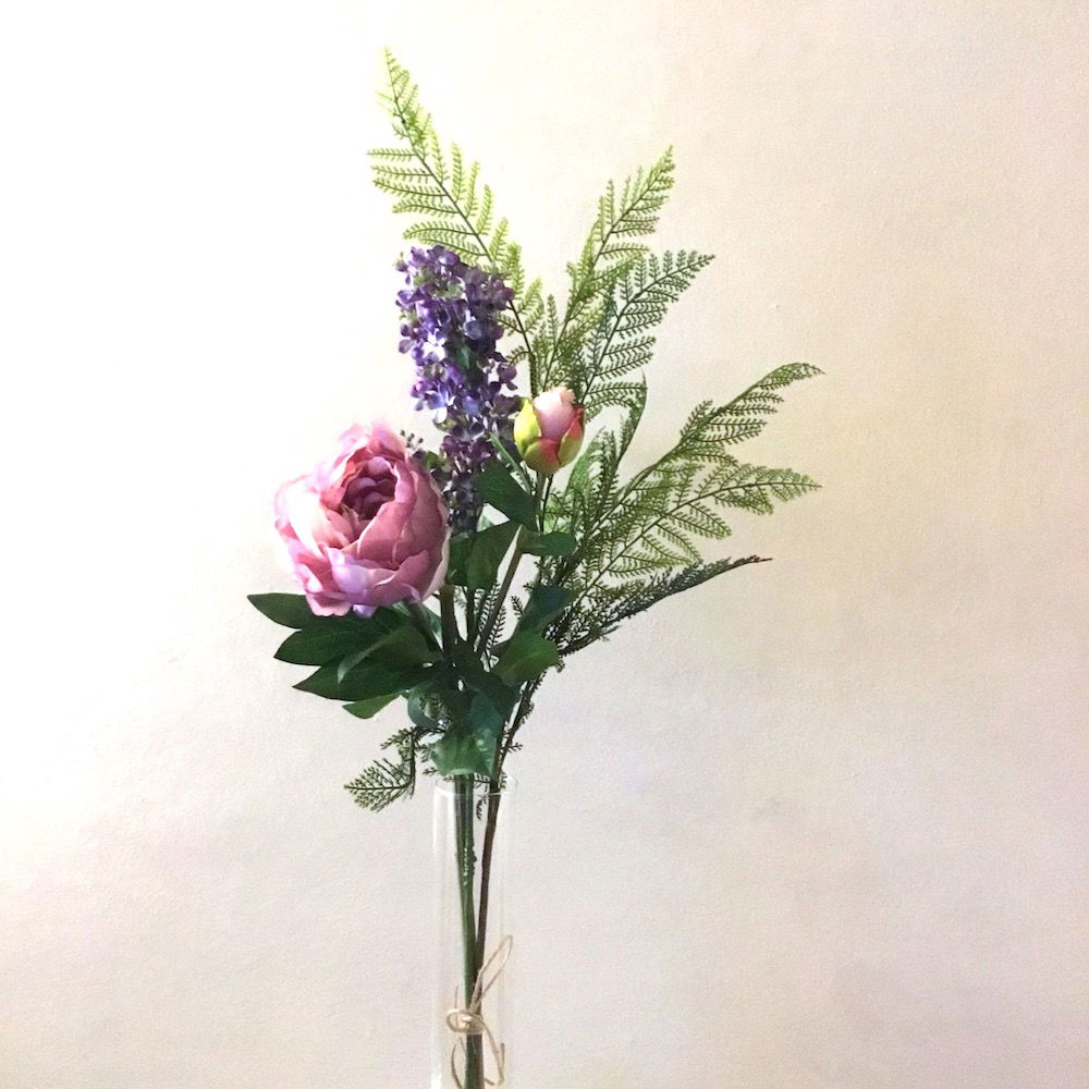 Kunstig håndbundet buket med pæon - Billede 2