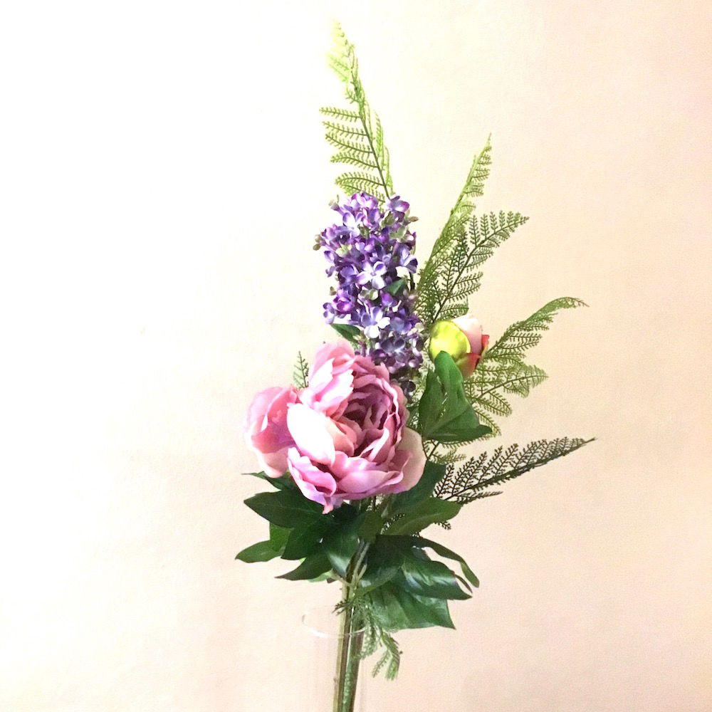 Kunstig håndbundet buket med pæon - Billede 3