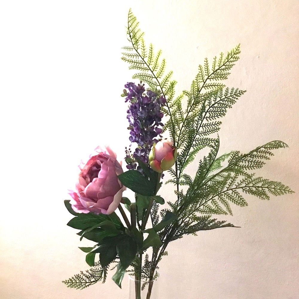 Kunstig håndbundet buket med pæon - Billede 4