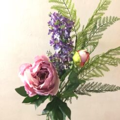 Kunstig håndbundet buket med pæon