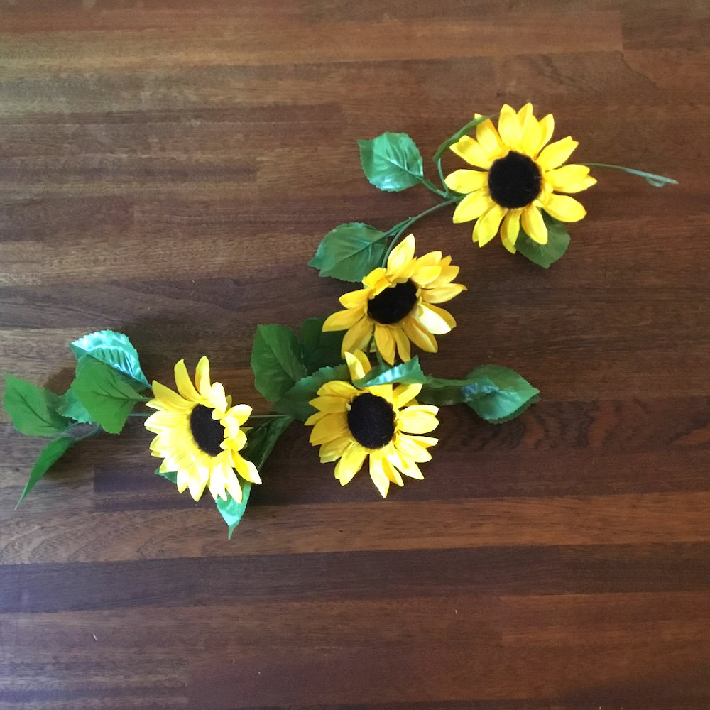 Naturtro solsikke guirlande med 4 hoveder - Billede 5