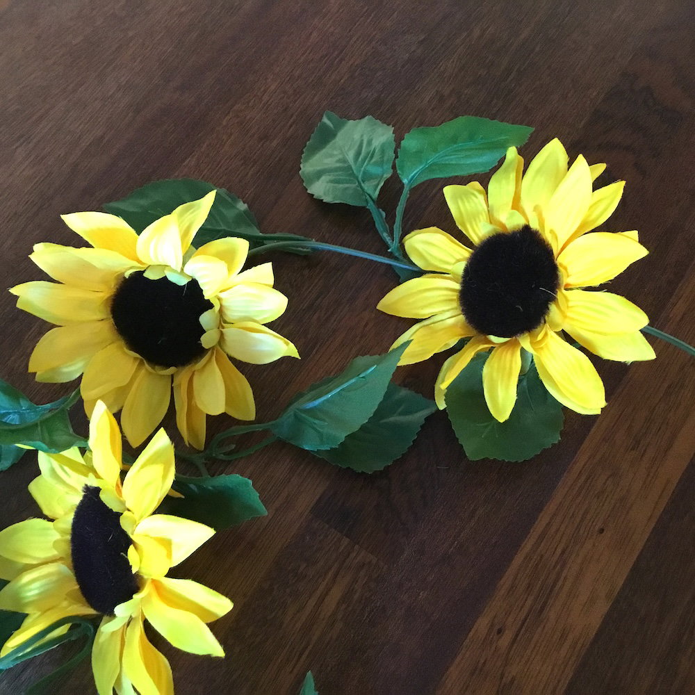 Naturtro solsikke guirlande med 4 hoveder - Billede 7